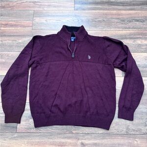 U.S. Polo Assn. Men's Burgundy Zip-Up Sweater in Size XXL